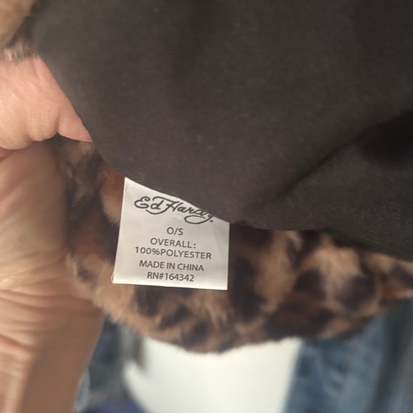Ed Hardy Brown Leopard Bucket Hat with Skull Design NWT - Picture 9 of 11
